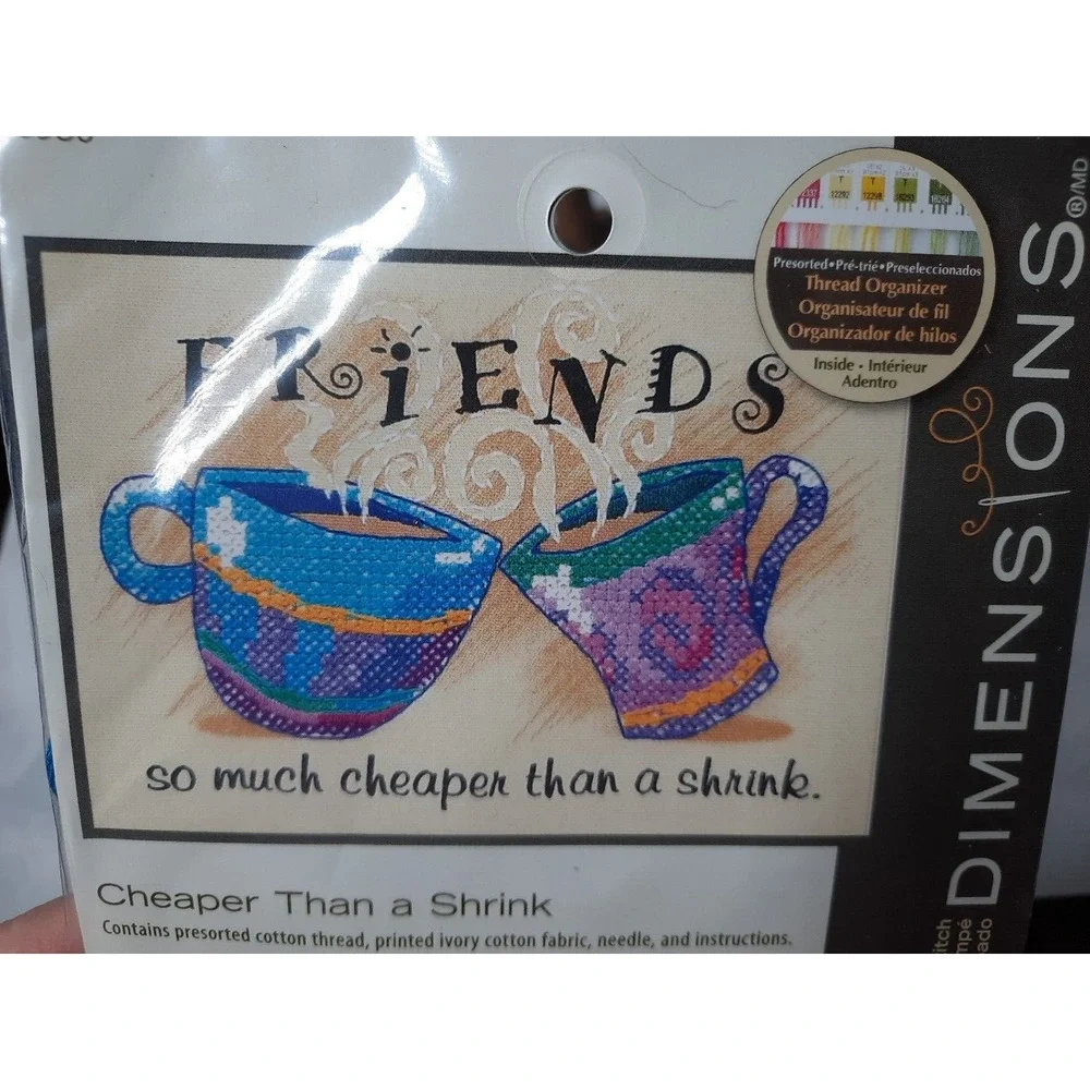 Dimensions Counted Cross Stitch Kit FRIENDS CHEAPER THAN A SHRINK 6980 7x5